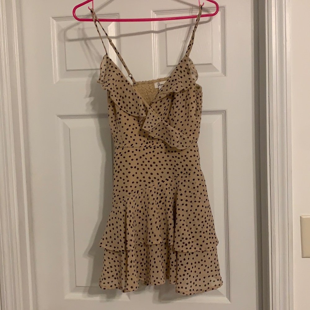 Tan polka dot romper dress